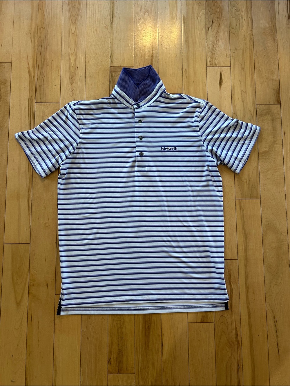 Greyson Purple and White Striped Men’s Polo
